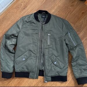 Forever 21 Green Bomber Jacket with Ribbed Details
